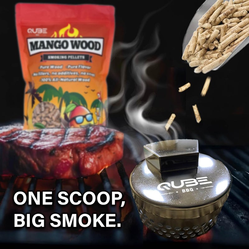 QUBE BBQ Taiwanese Mango Wood Smoking Pellets | Sweet Tropical BBQ Smoke | Use Less, Taste More | 100% Natural Hardwood for All Grills & Smokers | 2lb Bag - Image 4